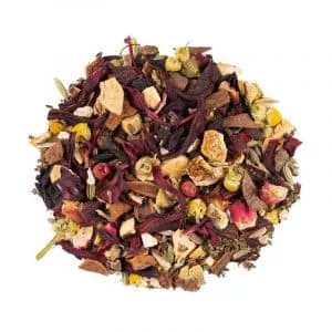 Tisane sérénité épicée bio Celes’Tea – infusion cannelle, gingembre et cardamome – conditionnée au salon de thé du Neubourg (Eure, Normandie).