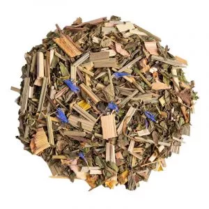Tisane ayurvédique Pitta BIO Celes’Tea – menthe, citronnelle, réglisse – conditionnée au salon de thé du Neubourg (Eure, Normandie).