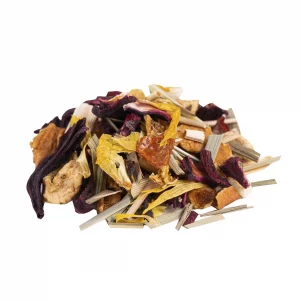 Détail des ingrédients biologiques de l’infusion Framboise Glacée BIO : framboise, citronnelle, hibiscus.