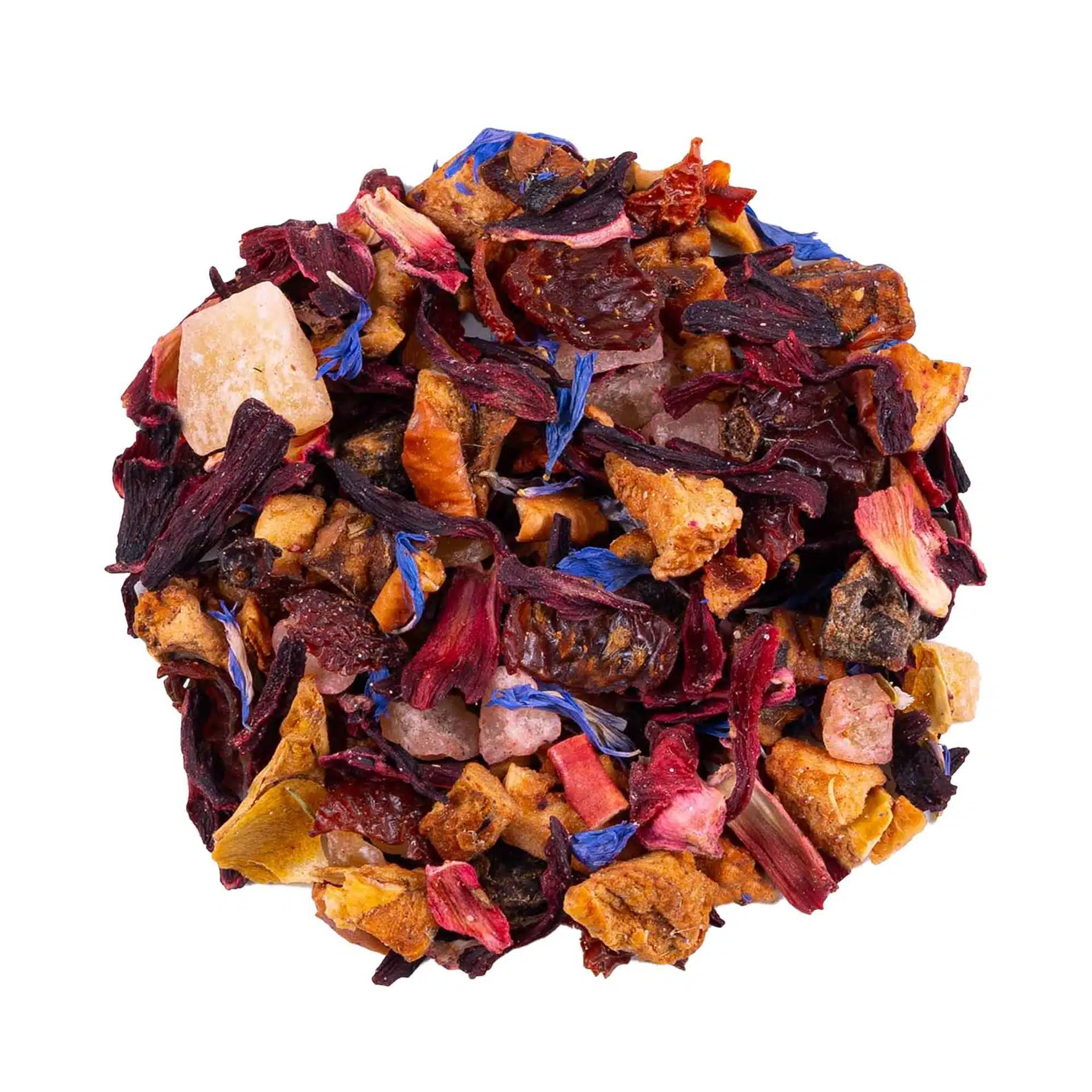 Infusion fruitée Mélodie d’Été – Mélange de melon, pêche et hibiscus.