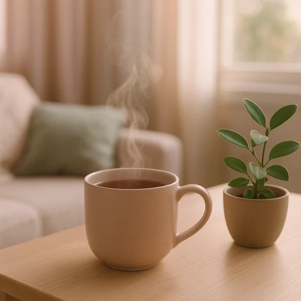 Tasse de thé chaud fumant, source d’antioxydants – Celes’Tea salon de thé en Normandie