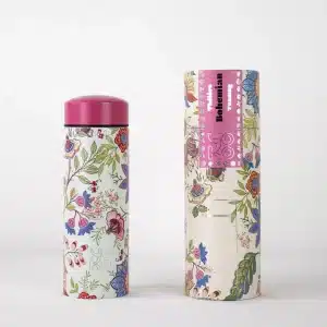 Bouteilles isothermes Bohemian Celes’Tea – collection florale 350 ml inspirée de la Bohême – accessoires élégants pour thé et infusion du salon de thé Celes’Tea (Le Neubourg, Normandie).