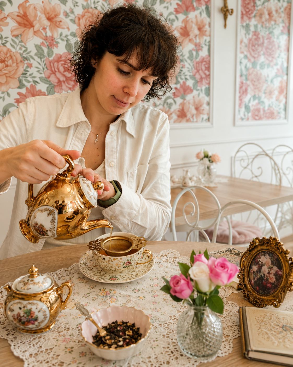 Margaux de Celes'Tea se prépare un thé gourmand